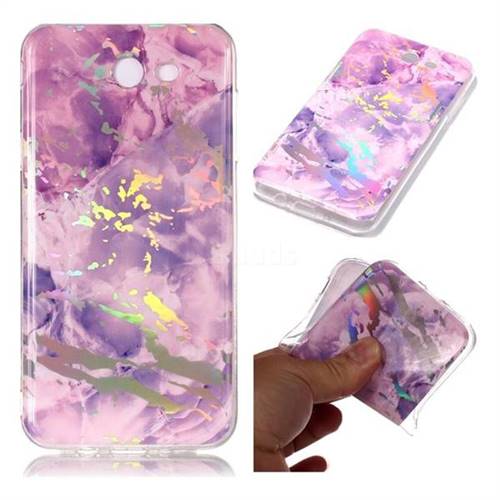 Purple Marble Pattern Bright Color Laser Soft TPU Case for Samsung Galaxy J3 2017 Emerge US Edition
