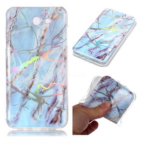 Light Blue Marble Pattern Bright Color Laser Soft TPU Case for Samsung Galaxy J3 2017 Emerge US Edition