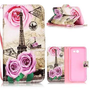 Rose Eiffel Tower Leather Wallet Phone Case for Samsung Galaxy J3 2017 Emerge