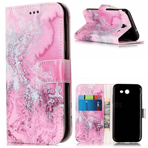 Pink Seawater PU Leather Wallet Case for Samsung Galaxy J3 2017 Emerge