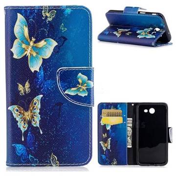 Golden Butterflies Leather Wallet Case for Samsung Galaxy J3 2017 Emerge