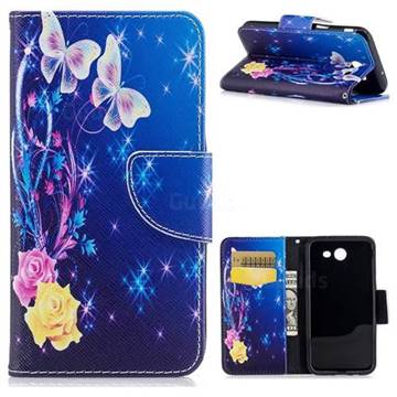 Yellow Flower Butterfly Leather Wallet Case for Samsung Galaxy J3 2017 Emerge