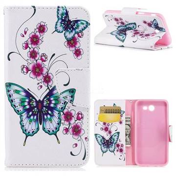 Peach Butterflies Leather Wallet Case for Samsung Galaxy J3 2017 Emerge