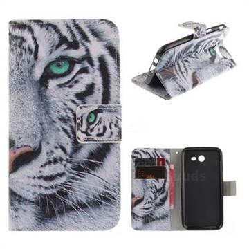 White Tiger PU Leather Wallet Case for Samsung Galaxy J3 2017 Emerge US Edition