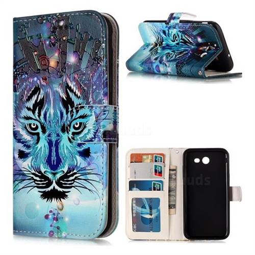 Ice Wolf 3D Relief Oil PU Leather Wallet Case for Samsung Galaxy J3 2017 Emerge US Edition