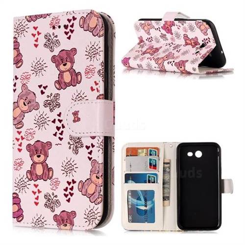 Cute Bear 3D Relief Oil PU Leather Wallet Case for Samsung Galaxy J3 2017 Emerge US Edition