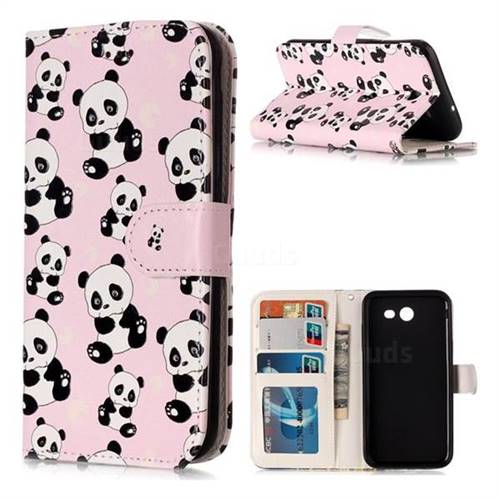 Cute Panda 3D Relief Oil PU Leather Wallet Case for Samsung Galaxy J3 2017 Emerge US Edition
