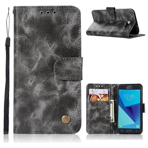 Luxury Retro Leather Wallet Case for Samsung Galaxy J3 2017 Emerge US Edition - Gray