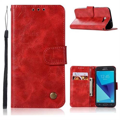Luxury Retro Leather Wallet Case for Samsung Galaxy J3 2017 Emerge US Edition - Red