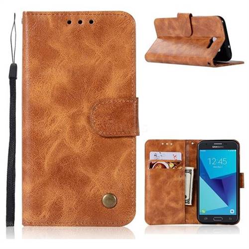 Luxury Retro Leather Wallet Case for Samsung Galaxy J3 2017 Emerge US Edition - Golden