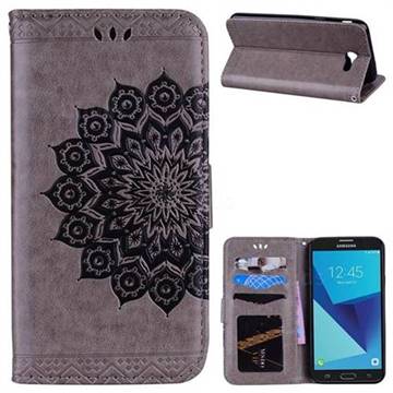 Datura Flowers Flash Powder Leather Wallet Holster Case for Samsung Galaxy J3 2017 Emerge US Edition - Gray