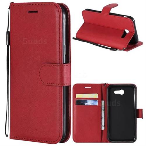Retro Greek Classic Smooth PU Leather Wallet Phone Case for Samsung Galaxy J3 2017 Emerge US Edition - Red