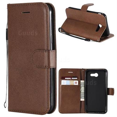 Retro Greek Classic Smooth PU Leather Wallet Phone Case for Samsung Galaxy J3 2017 Emerge US Edition - Brown