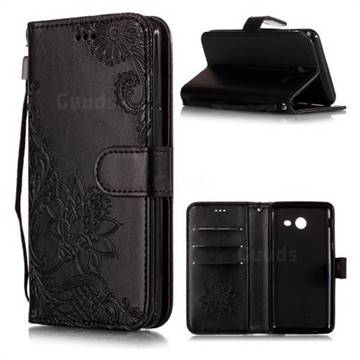 Intricate Embossing Lotus Mandala Flower Leather Wallet Case for Samsung Galaxy J3 2017 Emerge US Edition - Black