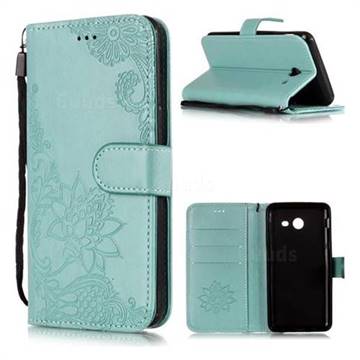 Intricate Embossing Lotus Mandala Flower Leather Wallet Case for Samsung Galaxy J3 2017 Emerge US Edition - Green
