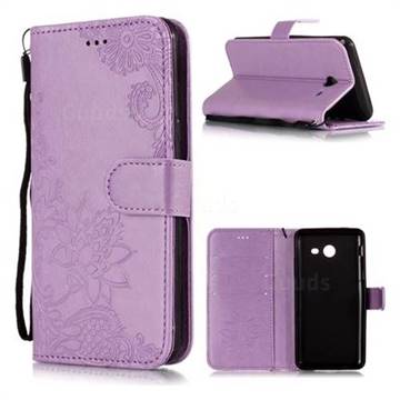 Intricate Embossing Lotus Mandala Flower Leather Wallet Case for Samsung Galaxy J3 2017 Emerge US Edition - Purple
