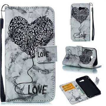 Marble Heart PU Leather Wallet Phone Case for Samsung Galaxy J3 2017 Emerge US Edition - Black