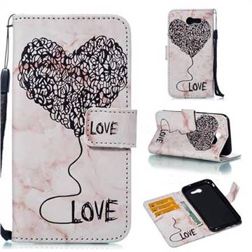 Marble Heart PU Leather Wallet Phone Case for Samsung Galaxy J3 2017 Emerge US Edition - Purple
