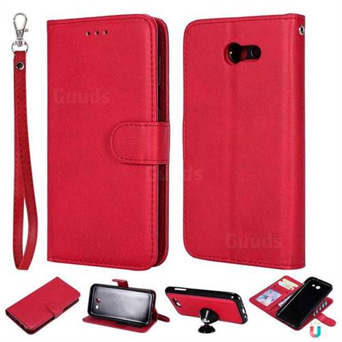 Retro Greek Detachable Magnetic PU Leather Wallet Phone Case for Samsung Galaxy J3 2017 Emerge US Edition - Red