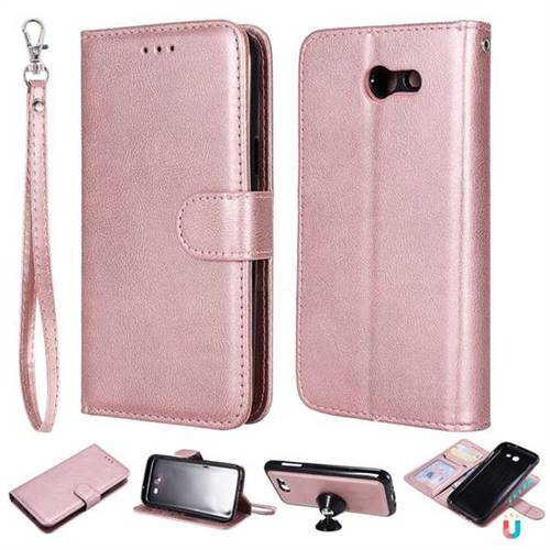 Retro Greek Detachable Magnetic PU Leather Wallet Phone Case for Samsung Galaxy J3 2017 Emerge US Edition - Rose Gold