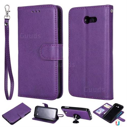 Retro Greek Detachable Magnetic PU Leather Wallet Phone Case for Samsung Galaxy J3 2017 Emerge US Edition - Purple