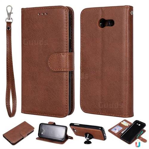 Retro Greek Detachable Magnetic PU Leather Wallet Phone Case for Samsung Galaxy J3 2017 Emerge US Edition - Brown