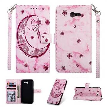 Moon Flower Marble Leather Wallet Phone Case for Samsung Galaxy J3 2017 Emerge US Edition - Rose