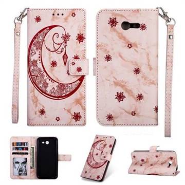 Moon Flower Marble Leather Wallet Phone Case for Samsung Galaxy J3 2017 Emerge US Edition - Pink