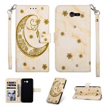 Moon Flower Marble Leather Wallet Phone Case for Samsung Galaxy J3 2017 Emerge US Edition - Yellow