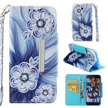 Button Flower Big Metal Buckle PU Leather Wallet Phone Case for Samsung Galaxy J3 2017 Emerge US Edition