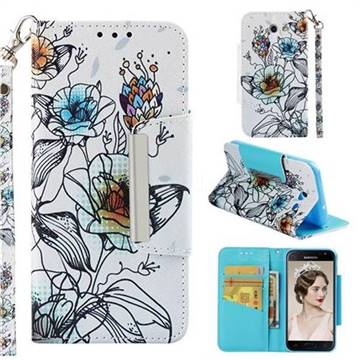 Fotus Flower Big Metal Buckle PU Leather Wallet Phone Case for Samsung Galaxy J3 2017 Emerge US Edition