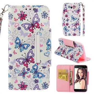 Colored Butterfly Big Metal Buckle PU Leather Wallet Phone Case for Samsung Galaxy J3 2017 Emerge US Edition
