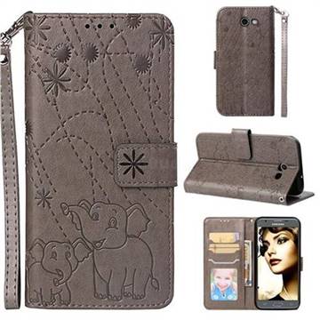 Embossing Fireworks Elephant Leather Wallet Case for Samsung Galaxy J3 2017 Emerge US Edition - Gray