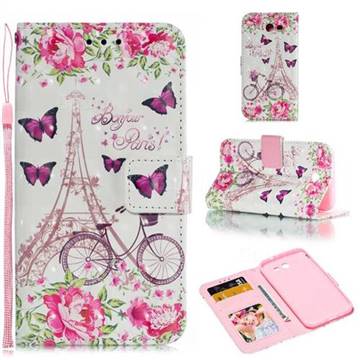 Bicycle Flower Tower 3D Painted Leather Phone Wallet Case for Samsung Galaxy J3 2017 Emerge US Edition