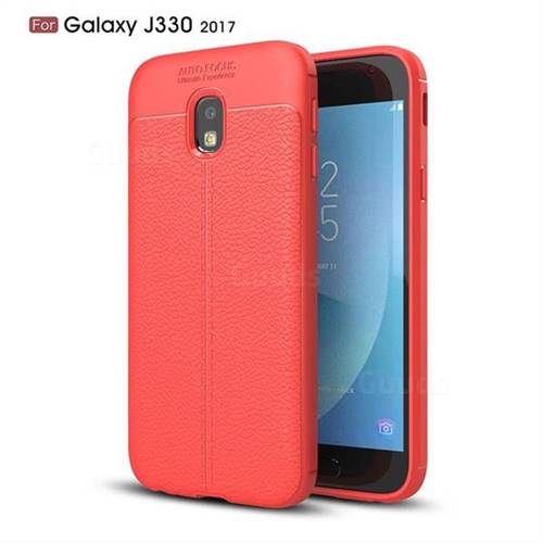 Luxury Auto Focus Litchi Texture Silicone TPU Back Cover for Samsung Galaxy J3 2017 J330 Eurasian - Red