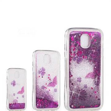 Purple Flower Butterfly Dynamic Liquid Glitter Quicksand Soft TPU Case for Samsung Galaxy J3 2017 J330 Eurasian