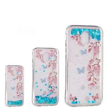 Blue Plum Blossom Dynamic Liquid Glitter Quicksand Soft TPU Case for Samsung Galaxy J3 2017 J330 Eurasian