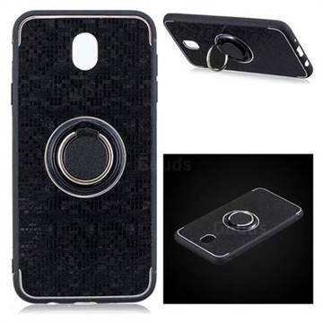Luxury Mosaic Metal Silicone Invisible Ring Holder Soft Phone Case for Samsung Galaxy J3 2017 J330 Eurasian - Black