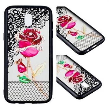 Rose Lace Diamond Flower Soft TPU Back Cover for Samsung Galaxy J3 2017 J330 Eurasian