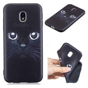 Bearded Feline 3D Embossed Relief Black TPU Cell Phone Back Cover for Samsung Galaxy J3 2017 J330 Eurasian