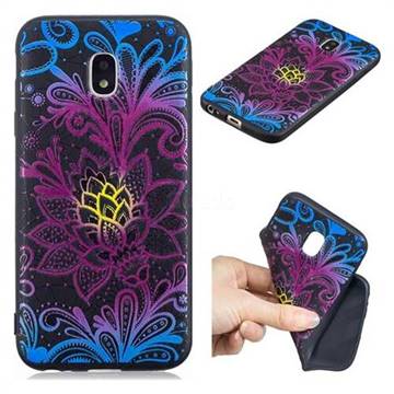 Colorful Lace 3D Embossed Relief Black TPU Cell Phone Back Cover for Samsung Galaxy J3 2017 J330 Eurasian
