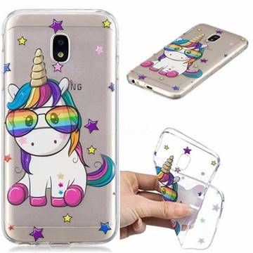 Glasses Unicorn Clear Varnish Soft Phone Back Cover for Samsung Galaxy J3 2017 J330 Eurasian
