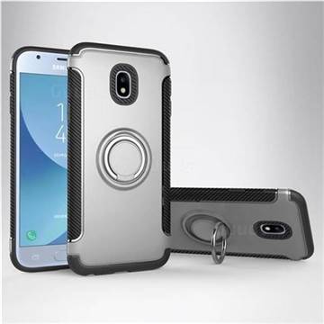 Armor Anti Drop Carbon PC + Silicon Invisible Ring Holder Phone Case for Samsung Galaxy J3 2017 J330 Eurasian - Silver