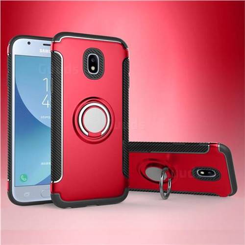 Armor Anti Drop Carbon PC + Silicon Invisible Ring Holder Phone Case for Samsung Galaxy J3 2017 J330 Eurasian - Red