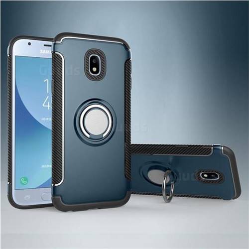 Armor Anti Drop Carbon PC + Silicon Invisible Ring Holder Phone Case for Samsung Galaxy J3 2017 J330 Eurasian - Navy
