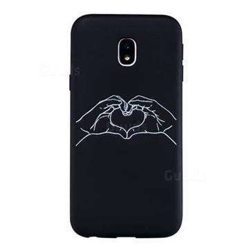 Heart Hand Stick Figure Matte Black TPU Phone Cover for Samsung Galaxy J3 2017 J330 Eurasian