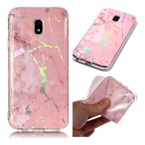 Powder Pink Marble Pattern Bright Color Laser Soft TPU Case for Samsung Galaxy J3 2017 J330 Eurasian