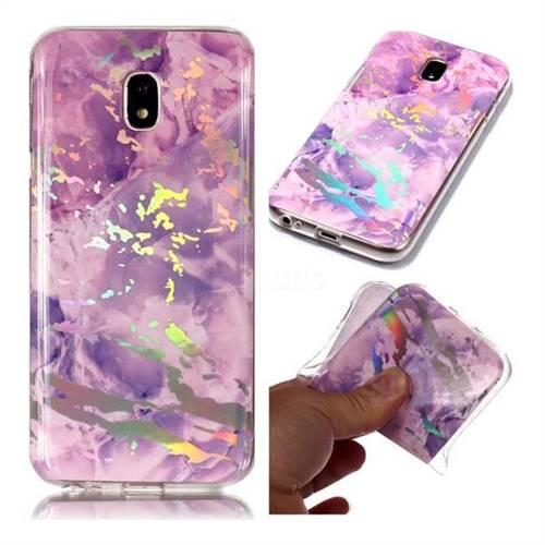 Purple Marble Pattern Bright Color Laser Soft TPU Case for Samsung Galaxy J3 2017 J330 Eurasian
