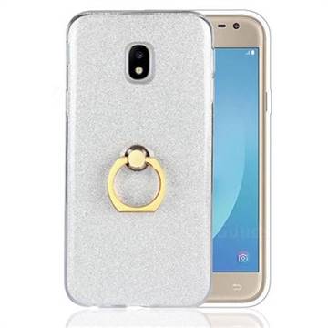 Luxury Soft TPU Glitter Back Ring Cover with 360 Rotate Finger Holder Buckle for Samsung Galaxy J3 2017 J330 Eurasian - White