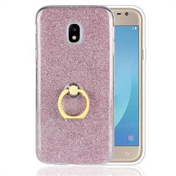 Luxury Soft TPU Glitter Back Ring Cover with 360 Rotate Finger Holder Buckle for Samsung Galaxy J3 2017 J330 Eurasian - Pink